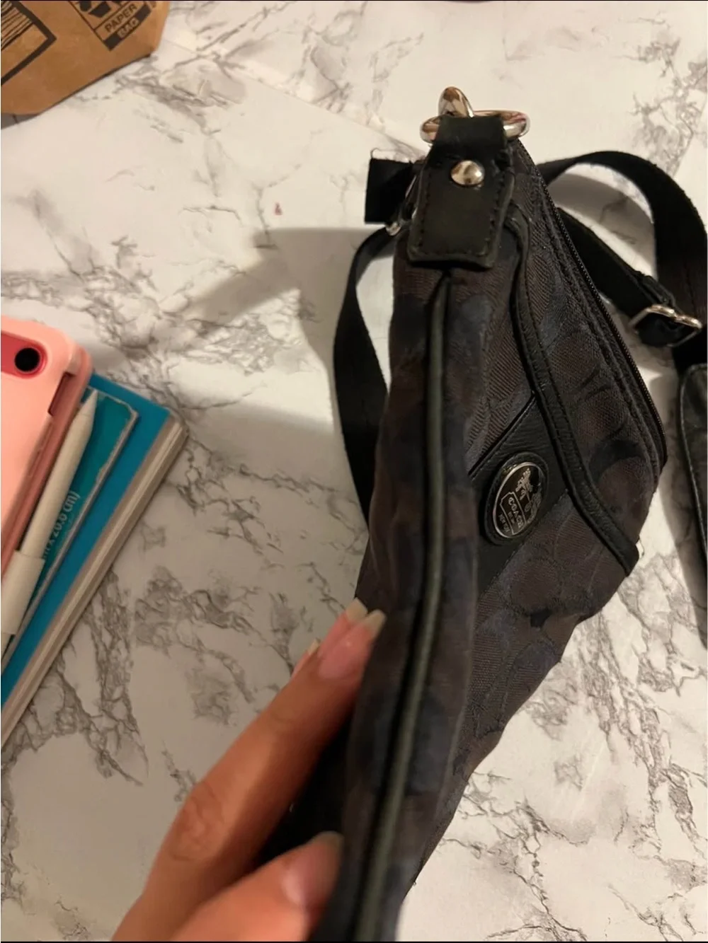 Coach Black Signature Canvas Messenger Bag